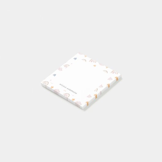 Cute Waterverf Pastel Rainbow Cloud Stars Post-it® Notes (Schuin)