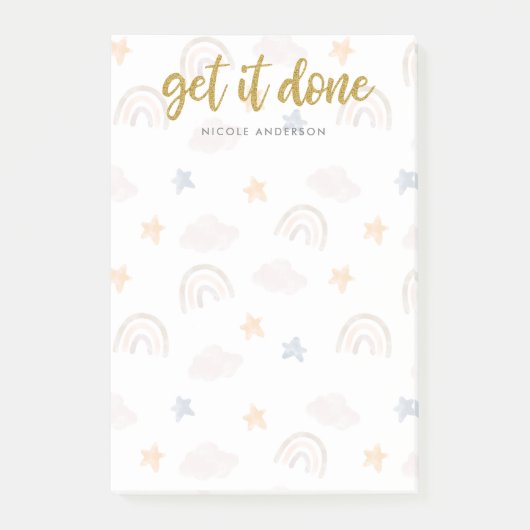 Cute Waterverf Pastel Rainbow Cloud Stars Post-it® Notes (Voorkant)