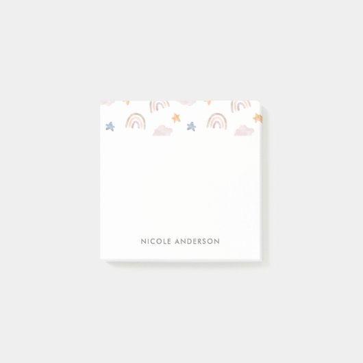 Cute Waterverf Pastel Rainbow Cloud Stars Post-it® Notes (Voorkant)
