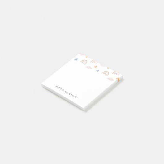 Cute Waterverf Pastel Rainbow Cloud Stars Post-it® Notes (Schuin)