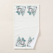 Cute Waterverf Penguin Arctic Snow Pine Tree Bad Handdoek (Handdoek)