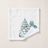Cute Waterverf Penguin Arctic Snow Pine Tree Bad Handdoek (Wasdoekje)