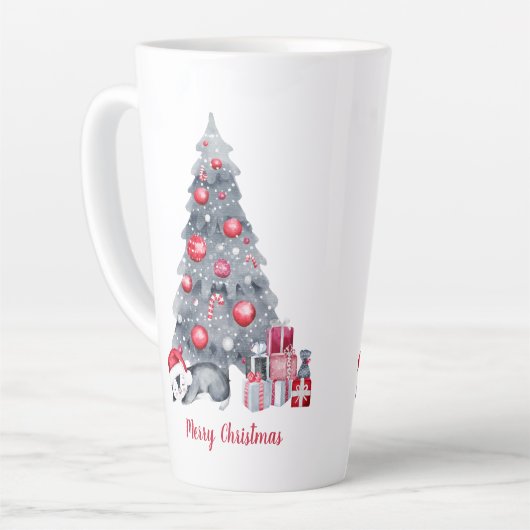 Cute Waterverf Penguin Dreaming of Kerstmis Latte Mok (Linkerhoek)