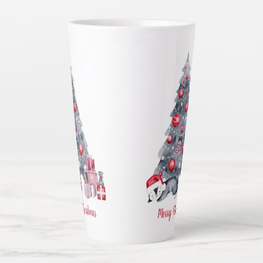 Cute Waterverf Penguin Dreaming of Kerstmis Latte Mok (Voorkant)