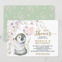 Cute Waterverf Penguin Gender Neutral Baby shower