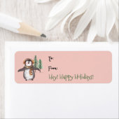 Cute Waterverf Penguin kerstcadeau Label Label (Insitu)