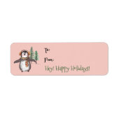 Cute Waterverf Penguin kerstcadeau Label Label (Voorkant)