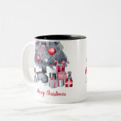Cute Waterverf Penguin Two Tone Kerstmis Mok (Voorkant links)