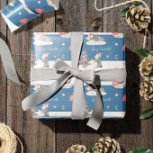 Cute Waterverf Penguins Blue and White Kerstmis Cadeaupapier