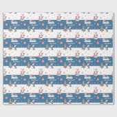 Cute Waterverf Penguins Blue and White Kerstmis Cadeaupapier (Vlak)