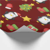 Cute Waterverf Penguins Wrapping Paper Cadeaupapier (Hoek)