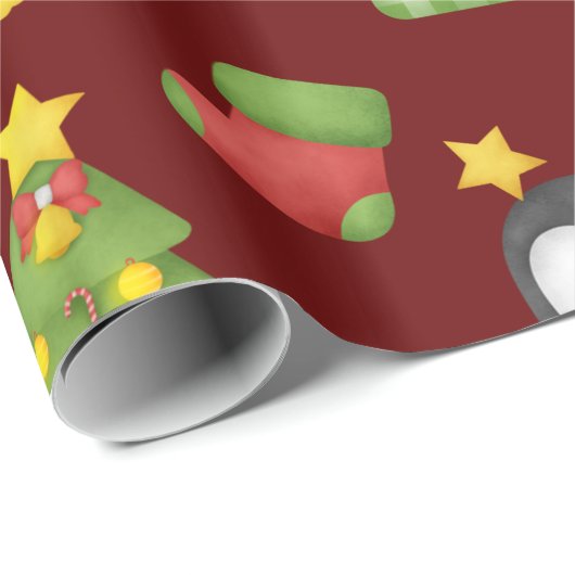 Cute Waterverf Penguins Wrapping Paper Cadeaupapier (Rol Hoek)