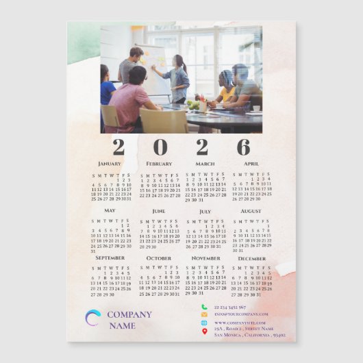 Cute Waterverf Photo Company Logo 2022 Calendar (Voorkant)