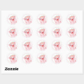 Cute Waterverf Pig Ronde Sticker (Vel)