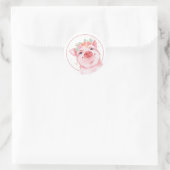 Cute Waterverf Pig Ronde Sticker (Tas)