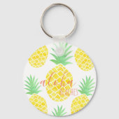 Cute Waterverf Pineappel Aloha Beaches Sleutelhanger (Voorkant)