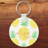 Cute Waterverf Pineappel Aloha Beaches Sleutelhanger (Voorkant)