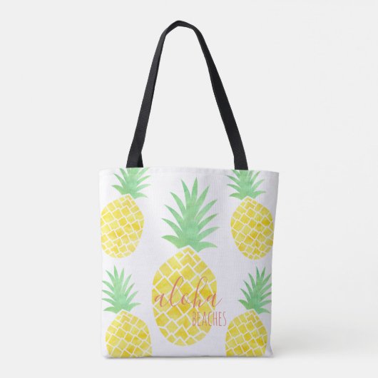 Cute Waterverf Pineappel Aloha Beaches Tote Bag (Achterkant)