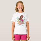 Cute Waterverf Pink Brown Mermaid Birthday T-shirt (Voorkant volledig)