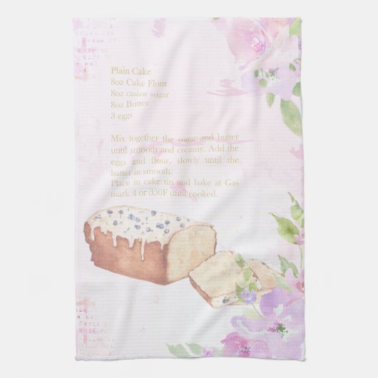 Cute Waterverf Plain Cake Recipe Theedoek (Verticaal)