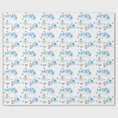 Cute Waterverf Polar Beer Kerstmis Cadeaupapier (Vlak)