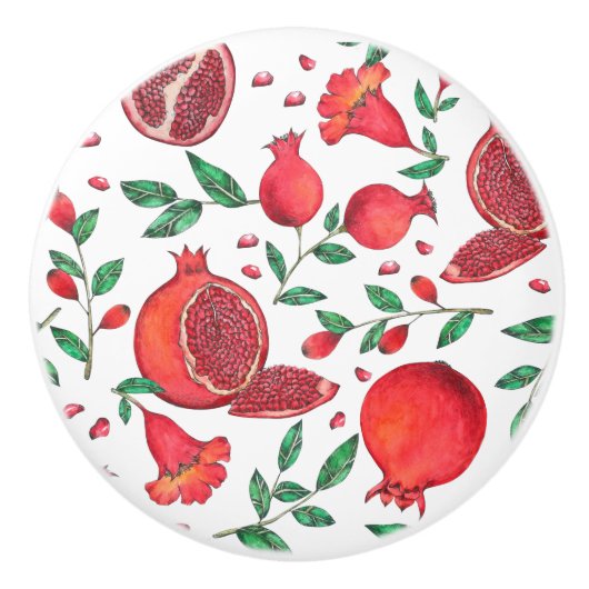Cute Waterverf Pomegranate Fruit Keramische Knop (Voorkant)