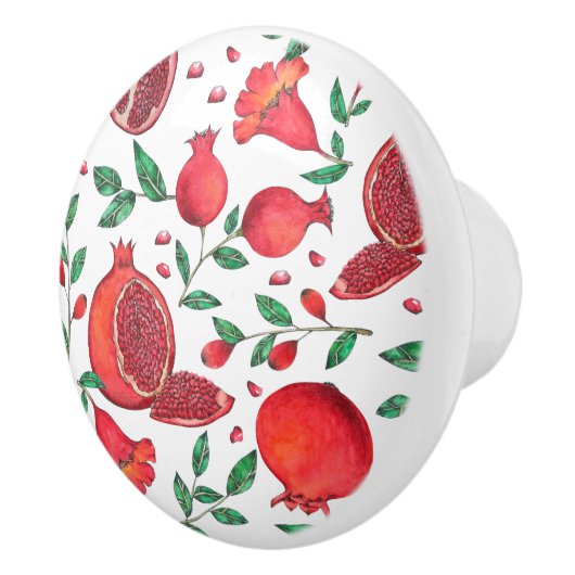 Cute Waterverf Pomegranate Fruit Keramische Knop (Rechts)