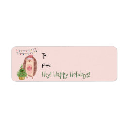 Cute Waterverf Porcupine-kerstcadeaulabel Label