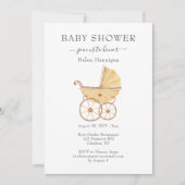 Cute Waterverf  Pram Baby shower nodigt uit Kaart (Voorkant)