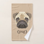 Cute Waterverf Pug Face Definition Bad Handdoek (Handdoek)