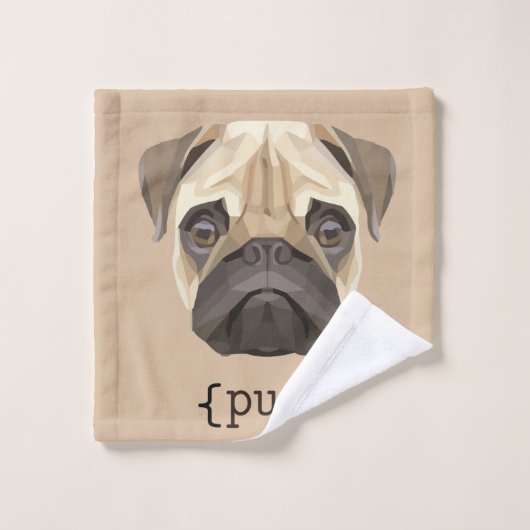 Cute Waterverf Pug Face Definition Bad Handdoek (Wasdoekje)