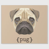 Cute Waterverf Pug Face Definition Cadeaupapier (Vlak)