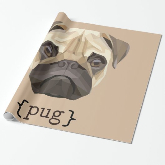 Cute Waterverf Pug Face Definition Cadeaupapier (Uitgerold)