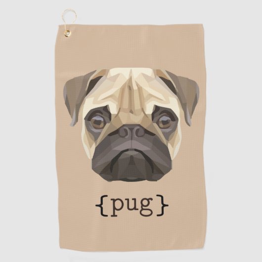 Cute Waterverf Pug Face Definition Golfhanddoek (Voorkant)