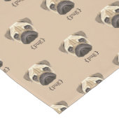 Cute Waterverf Pug Face Definition Korte Tafelloper (Hoek)