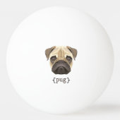Cute Waterverf Pug Face Definition Pingpongbal (Achterkant)