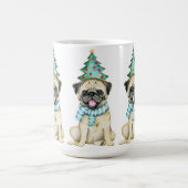 Cute Waterverf Pug Kerstmis Koffiemok (Center)