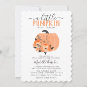 Cute Waterverf Pumpkin & Florals Baby shower Kaart (Voorkant)