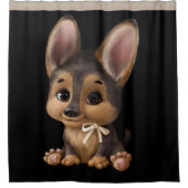 Cute Waterverf Puppy Dog Black Tan Showgordijn Douchegordijn (Voorkant)