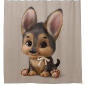 Cute Waterverf Puppy Dog Tan Douchegordijn (Voorkant)