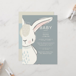 Cute Waterverf Rabbit Baby shower Kaart