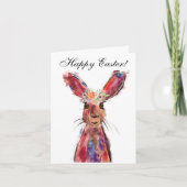 Cute Waterverf Rabbit Bunny Hare Easter Floral Bedankkaart (Voorkant)