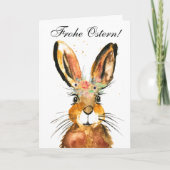 Cute Waterverf Rabbit Bunny Hare Easter Floral Bedankkaart (Voorkant)
