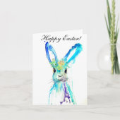 Cute Waterverf Rabbit Bunny Hare Easter Floral Bedankkaart (Voorkant)