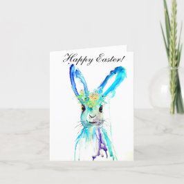 Cute Waterverf Rabbit Bunny Hare Easter Floral Bedankkaart