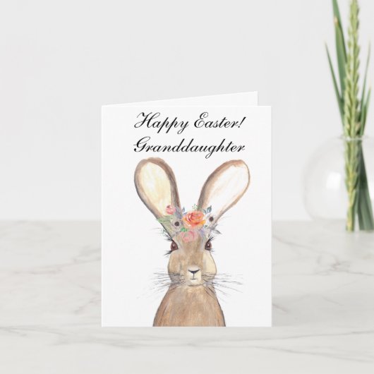 Cute Waterverf Rabbit Bunny Hare Easter Floral Bedankkaart (Voorkant)