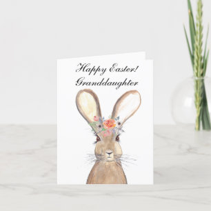 Cute Waterverf Rabbit Bunny Hare Easter Floral Bedankkaart