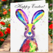 Cute Waterverf Rabbit Bunny Hare Easter Floral Bedankkaart