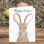 Cute Waterverf Rabbit Bunny Hare Easter Floral Bedankkaart