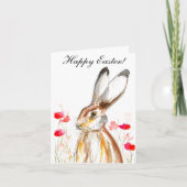 Cute Waterverf Rabbit Bunny Hare Easter Floral Bedankkaart (Voorkant)